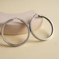 Elegante silberne strukturierte Kreolen mit minimalistischem geometrischem Design - Groß Plissiert / Silber