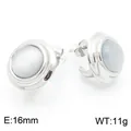 Boucles d'oreilles élégantes en acier inoxydable et perles rondes, 16 mm et 11 g - Style I Anneau Géométrique Épais (KE115361-KFC) / 16mm / Acier