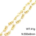 Collier en acier inoxydable doré avec maillons torsadés et accents de perles pour femme - Or - Étroit (KN288691-Z)