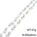 Collier en acier inoxydable argenté avec chaîne ondulée et détails de perles, 550 mm - Argent - Étroit (KN288692-Z)