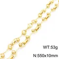 Collier chaîne à maillons ondulés dorés avec accents de perles, 53g - Or - Large (KN288693-Z)