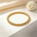 Minimalistisches 6mm Edelstahlperlenarmband mit 18 Karat Vergoldung in luxuriöser Optik - 43 Perlen / 6mm / Gold (KB93977-Z)