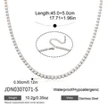 Collar de tenis de acero inoxidable plateado con cadena de extensión ajustable premium - Plateado