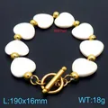 Elegantes Herz-Muschelperlen-Armband mit goldenem Knebelverschluss Damen Schmuck - Gold Herz (KB161935-Z)