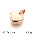Rose gold heart-shaped pendant charm, 17x12mm size, 4g weight jewelry part - Rose Gold