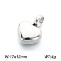 Polished silver-tone heart-shaped pendant charm 17x12mm for DIY necklace jewelry - Steel