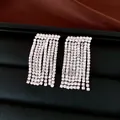 Elegante zilveren kwastjes oorbellen versierd met fonkelende heldere strass-steentjes - Zilver