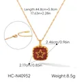 Detailed dimensions of the gold-plated stainless steel star embossed square pendant necklace - Red Star Square Pendant (HC-N40952) / Gold