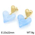 Boucles d'oreilles vintage double cœur avec résine bleu clair et finition dorée chic - Bleu Clair (KE134620-SP)