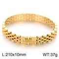 Bracelet homme 10mm en acier inoxydable doré style montre avec fermoir bijou, 210mm - Or (KB215169-KL) / 210x10mm