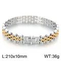 Bracelet homme 10mm en acier inoxydable style montre, bicolore finition or et argent - Or et Argent (KB215172-KL) / 210x10mm