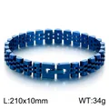 Bracelet pour homme en acier inoxydable bleu 10mm, style montre, fermoir bijou, 34g - Bleu (KB215173-KL) / 210x10mm