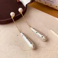 Orecchini a pendente vintage francesi con perle a goccia d'acqua a pois da donna - Stile Perla a Goccia a Pois / Oro