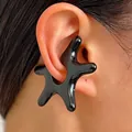 Unique black irregular starfish-shaped acrylic ear cuff for non-pierced ears style - Black