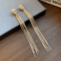 Elegante goudkleurige lange kwastoorbellen met een stijlvol knoopdetail op doosje - Oorsteker Achterkant Alleen / Goud