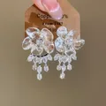 Elegante franse stijl kristallen bloem oorbellen met fonkelende zirkoon kwastjes - Bloem Zirconia Kwast Stijl (24#)