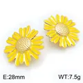 Boucles d'oreilles marguerites jaunes en acier inoxydable pour un look frais et doux - 28mm / Jaune (KE134211-SP)