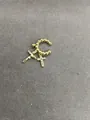 Exquisiter 14k echtvergoldeter Kreuzanhänger Ohrmanschette mit Perlendesign Damen - Einzelstück / Gold