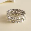 Détail des strass en forme de marquise sur un bracelet épi de blé à double couche - Bracelet Épi de Blé Double Couche / Argent-Transparent