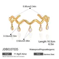 Maße von gewelltem Edelstahl-Armreif mit Tropfen-Zirkonia-Anhängern in Gold-Finish - Wellen-Armreif mit Wassertropfen-Zirkonia-Anhänger (JDB0107035)