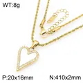 Collier avec pendentif cœur en acier inoxydable doré avec cristaux et chaîne torsadée - Collier Pave Coeur Creux (KN303968-SP) / Or