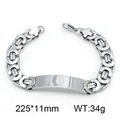 Bracelet homme en acier inoxydable avec plaque gravable, style byzantin, 225x11mm. - Argent