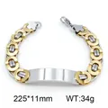 Bracelet chaîne empereur bicolore or et argent en acier inoxydable avec plaque gravable - Bicolore (Or & Argent)