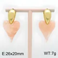 Pink marble resin heart earrings with 18K gold plated stainless steel studs for women - 26x20mm / Pink Marble Texture (KE134619-SP)