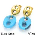 Retro French style pig nose earrings in marbled blue resin and gold stainless steel. - Blue Texture (KE134223-SP)