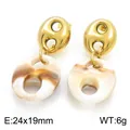 Elegant French vintage marbled resin pig nose earrings in gold-plated stainless steel - Cream Texture (KE134225-SP)