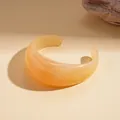 Elegant translucent amber resin cuff bracelet featuring a minimalist chunky rounded design - 51# Bangle (Open Style)