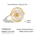 Detaillierte Spezifikationen des vergoldeten Edelstahlrings mit Muschelblume und Größe - Weißer Muschelblumen-Stil (YYR026130) / Gold