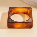 Vintage tortoiseshell resin square bangle with circular inner diameter for women fashion - 59# Bangle (Square Outer Round Inner)