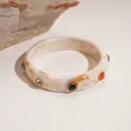 Elegante crème marmerpatroon hars armband met kleurrijke ingelegde kristallen strass - Wit