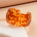 Fashionable tortoiseshell pattern wide open cuff bracelet made of premium amber resin finish - 67# Bangle (67#)