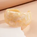 Elegant fashion jewelry wide cream marble textured acrylic resin cuff bracelet for women - 68# Bangle (68#)