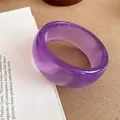 Translucent purple resin chunky bracelet with shimmering glitter details for women. - 69# Bangle (69#)