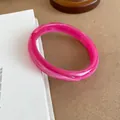 Fashionable pink marbled acrylic bangle with smooth circular design for stylish women - Style 71
