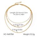 Dimensions of the triple-layered stainless steel 18K gold necklace for women - 3-Layer Mixed Chain Style (HC-N40784)