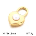 Ciondolo a lucchetto a cuore minimalista in acciaio inox dorato con perla, 19x12mm, 3g peso - Oro (KLJ11576-ZLA) / 19x12mm