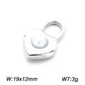 Ciondolo lucchetto a cuore in acciaio inossidabile con perla bianca, 19x12mm e 3g - Argento (KLJ11577-ZLA) / 19x12mm