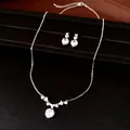 Detail van zilverkleurige sieradenset met roze hart zirkoon ketting en bijpassende oorbellen. - Oorbellen en Ketting Set / Hanger Breedte 1cm / Zilver + Roze