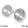 Boucles d'oreilles clous Arbre de vie en acier inoxydable ajouré argenté - Disque Rond Arbre De Vie (KE60929-K)
