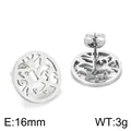 Boucles d'oreilles Arbre de Vie en acier titane avec une finition argent polie - Disque Rond Arbre De Vie (KE71476-K)