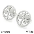 Boucles d'oreilles clous arbre de vie en acier titane, 16 mm de diamètre et 3 g de poids - Disque Rond Arbre De Vie (KE71480-K)