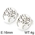 Boucles d'oreilles Arbre de Vie en acier titane, 16 mm de diamètre et 4 g de poids - Disque Rond Arbre De Vie (KE75220-K)