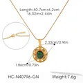 Vintage sunflower pendant necklace with green stone, including dimensions and weight - Green Style (HC-N40796-GN)