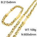 Herren-Schmuckset: Byzantinische Kette und Armband aus vergoldetem Edelstahl, Gold - Gold
