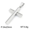 Silver stainless steel cross pendant featuring a unique stepped vertical groove design - Pendant Only (No Chain Included) / Silver Style (KP119488-HR)