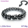 Oxidiertes schwarzes Drachenknochen-Armband aus Edelstahl für Herren im Punk-Stil - Oxidiert Schwarz Kiel Design (KB133875-BDJX) / 23cm / Mattschwarz